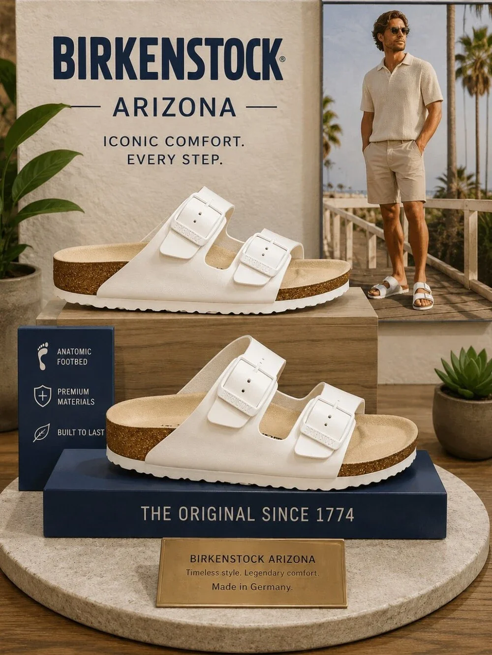 Men’s Birkenstock Arizona – White | Size 10 | New in Box